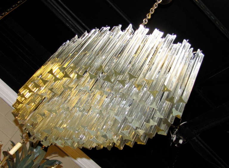 Huge Oval Venini Italian Triedi Crystal Prism Chandelier In Excellent Condition In Palm Springs, CA