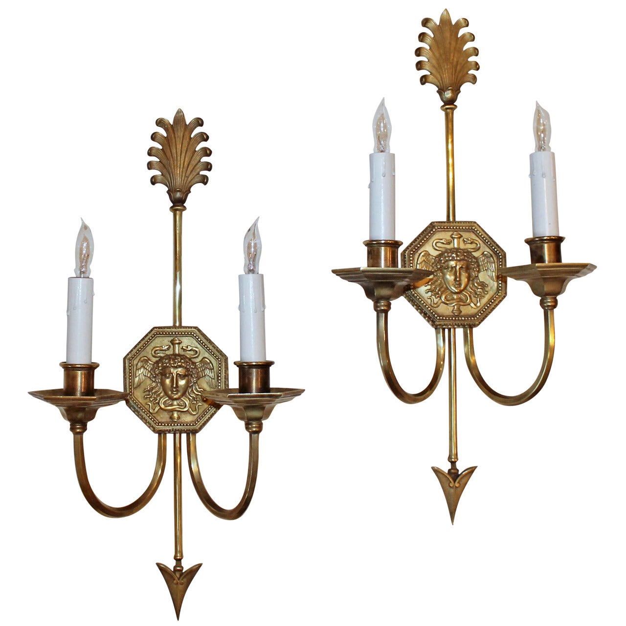 Pair French Empire Style Arrow Wall Sconces
