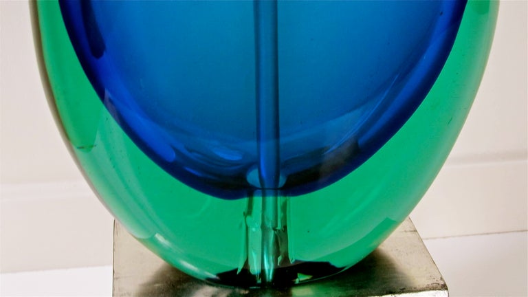 Mid-20th Century Monumental Flavio Poli for Seguso Murano Glass Table Lamp