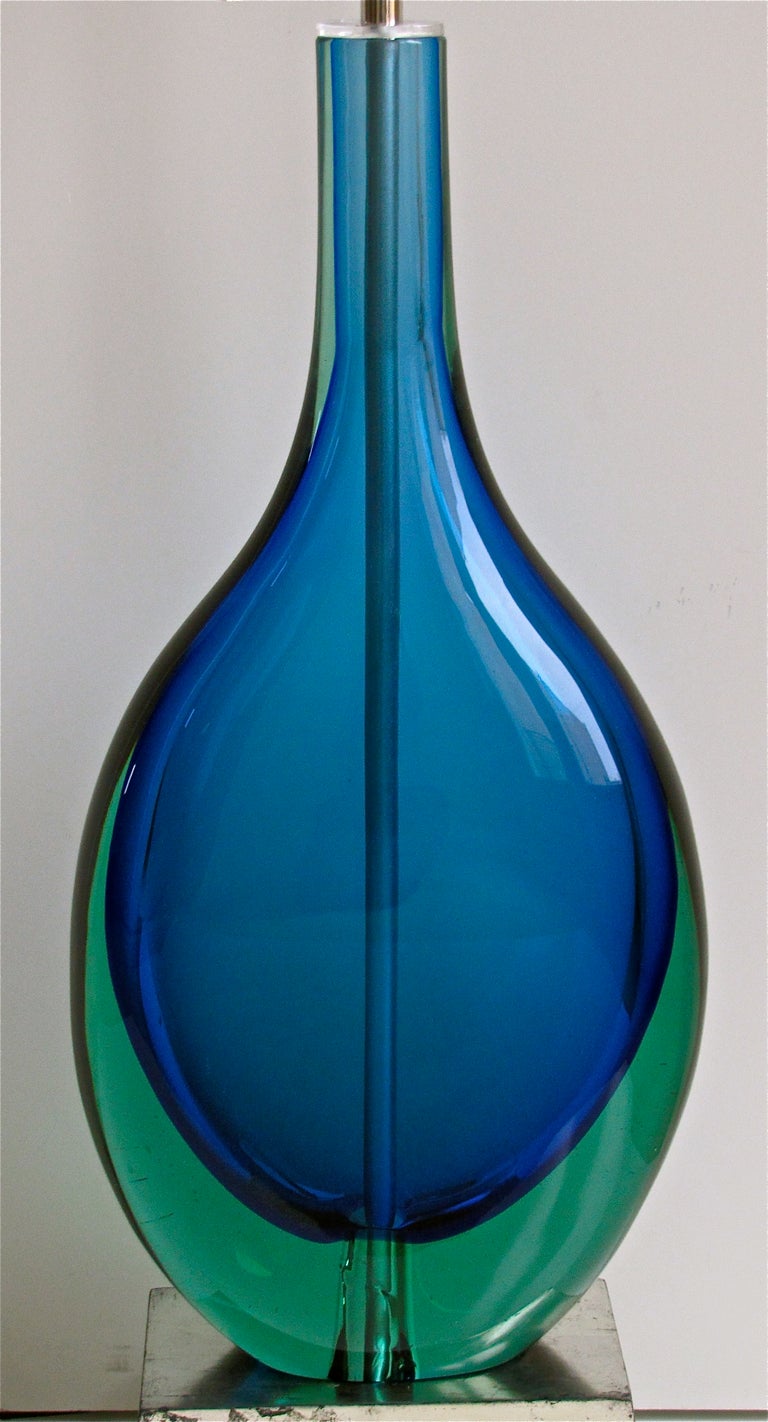 Giltwood Monumental Flavio Poli for Seguso Murano Glass Table Lamp