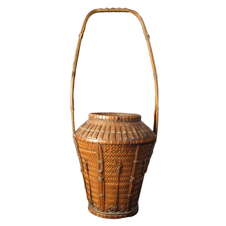 Handwoven Hanakago Basket from Japan For Sale