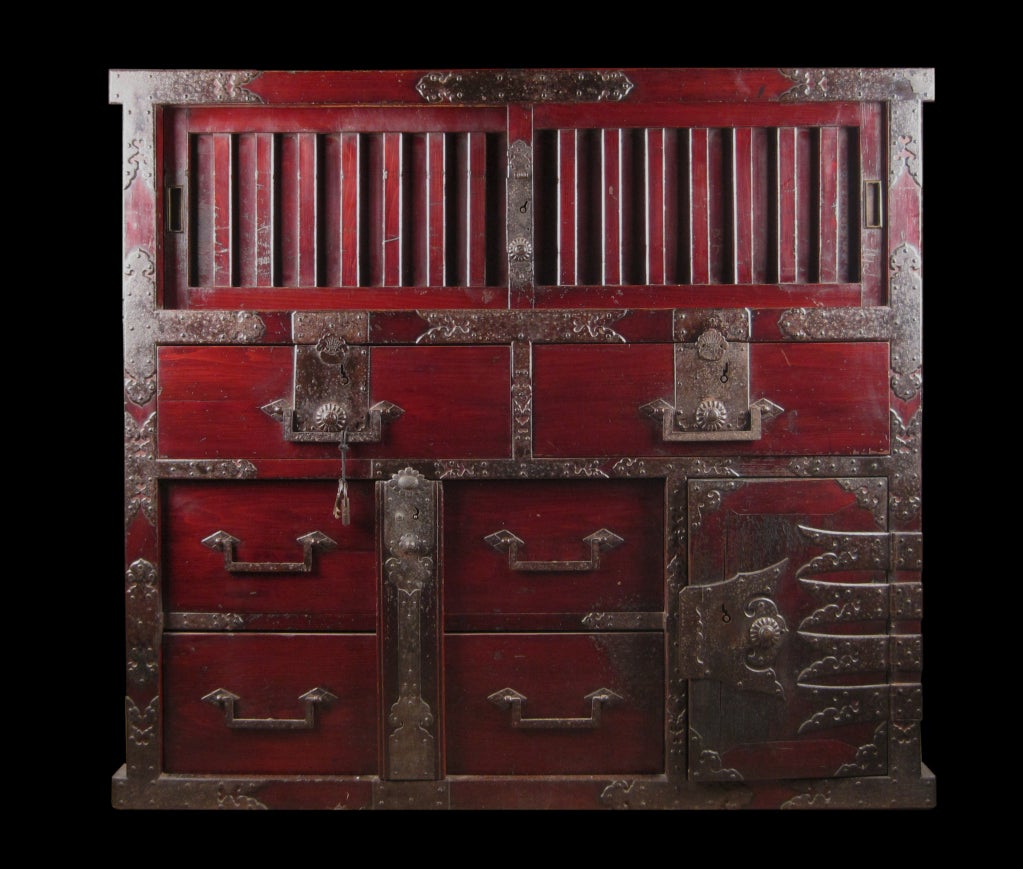 Merchant chest with hardware distinctive to Mikuni on the Noto peninsula.