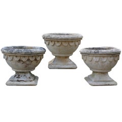 Antique English Hand Carved Bathstone Urns