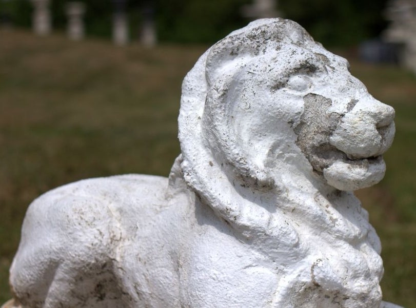 Cast Stone Recumbent Lions