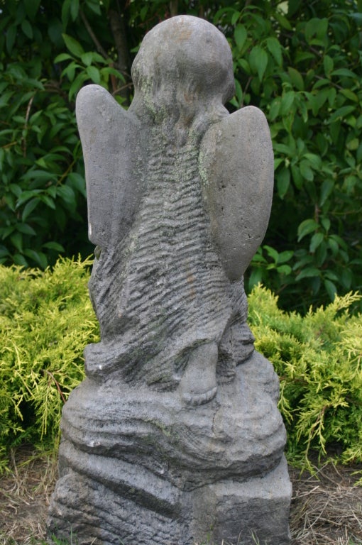 Antique Carved Stone Angel