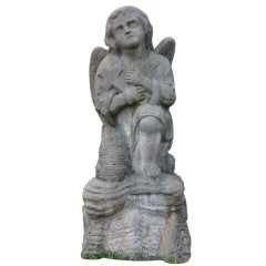 Antique Carved Stone Angel