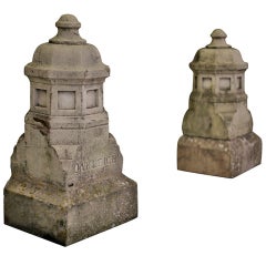 Pair of Antique Stone Oakleigh Finials