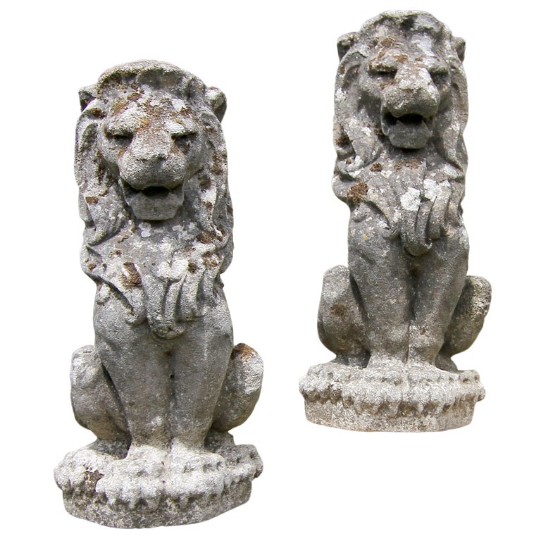 Antique Cast Limestone Lions