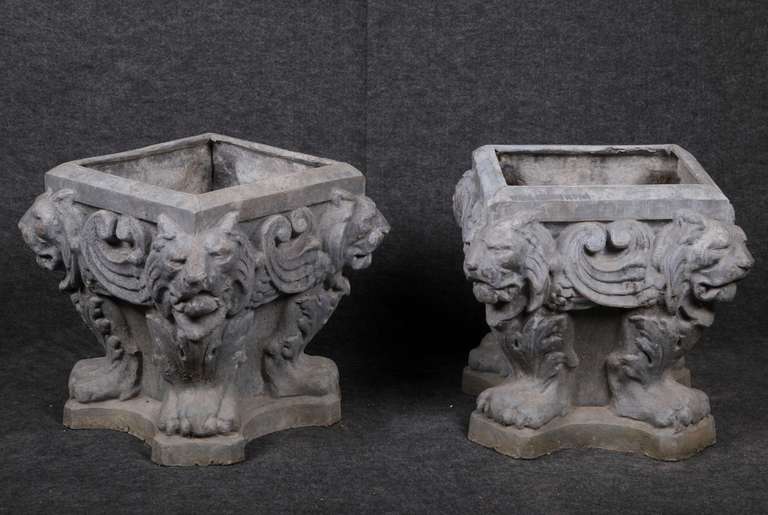 Vintage Lion Planters