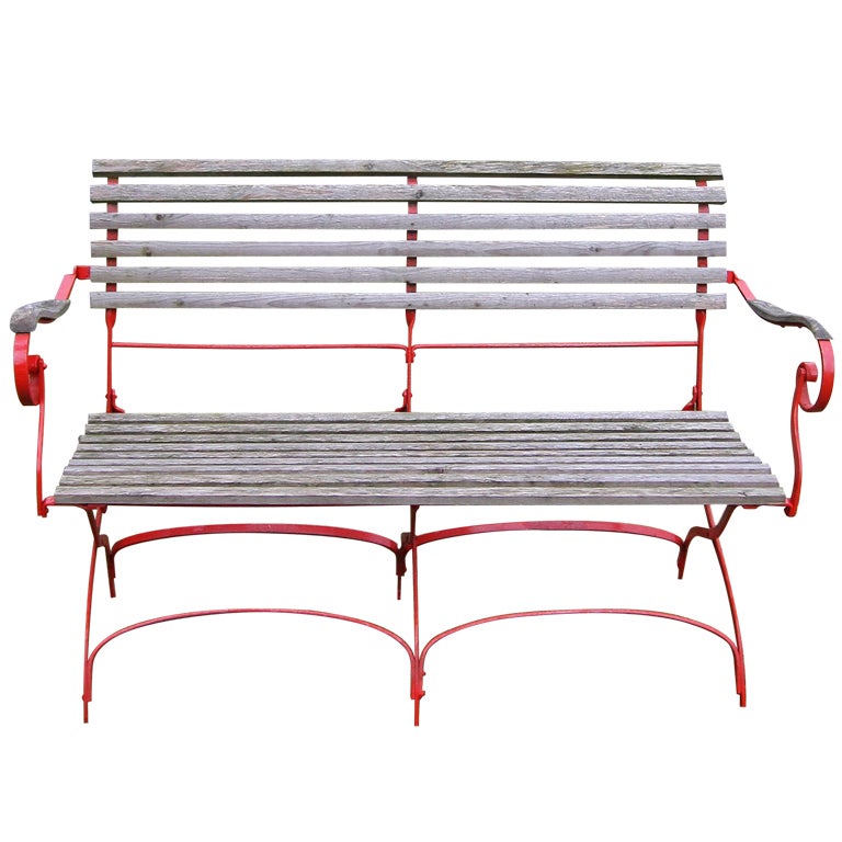 Antique Wrought Iron Bench For Sale