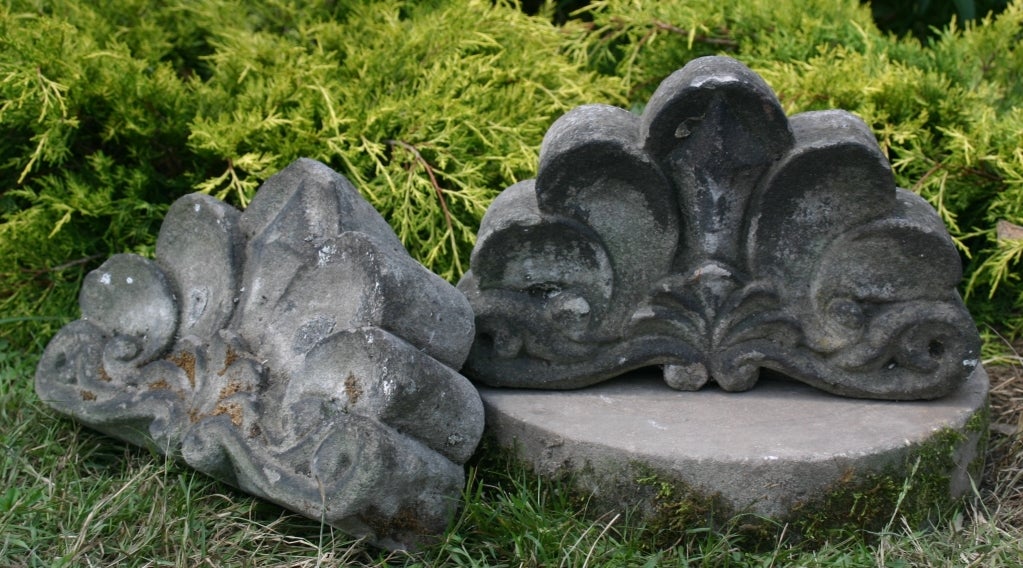 Antique Carved Limestone Finials