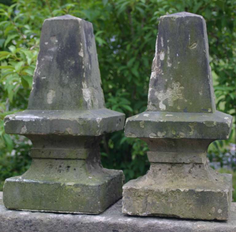 Small Hand Carved Obelisk Pair