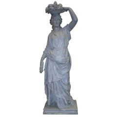 American 19th Century Zinc Statue of Autumn