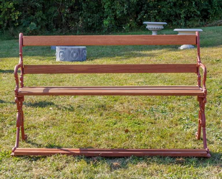 English Antique Cast Iron Bench with Foot Board For Sale