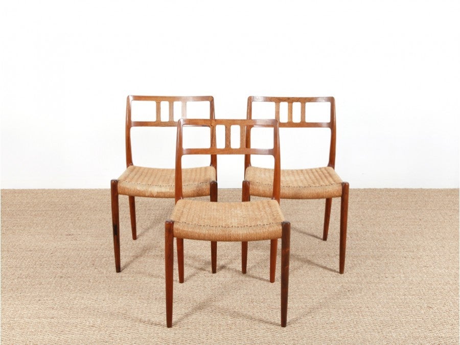 Set of three Scandinavian chairs. Model 79 by Niels O. Møller.
