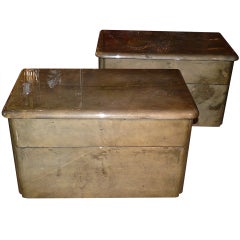 Pair of small parchment chests of drawers or sofa tables.