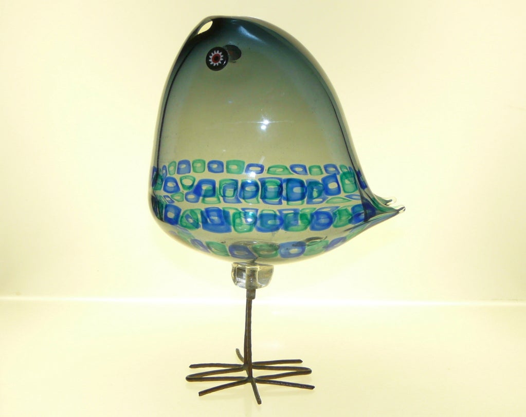 Italian collection of five Glass birds for Vistosi Murano.1960-61