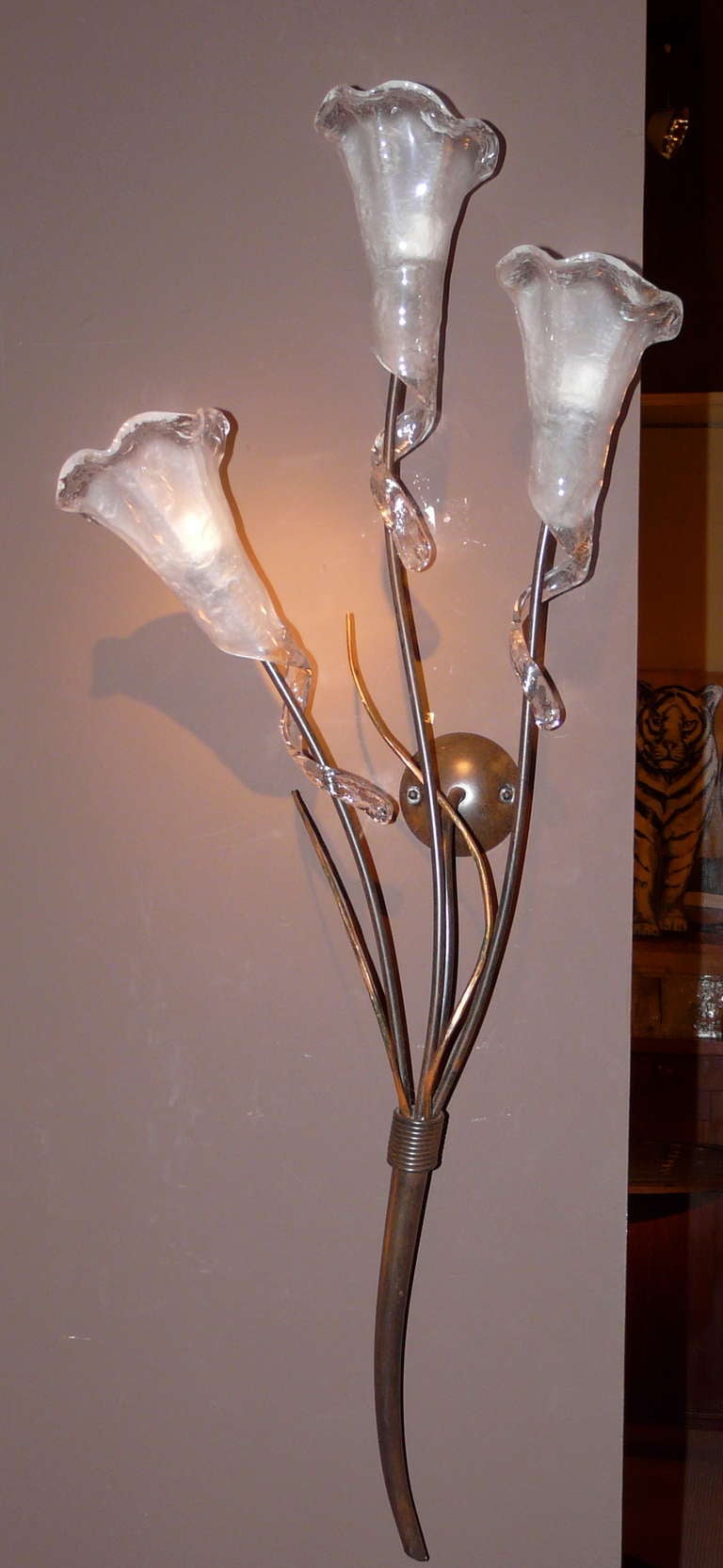 Pair of flowers wall lights.