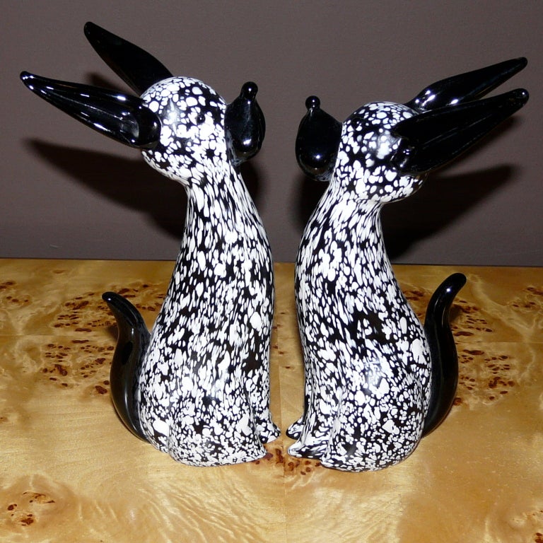 Pair of glass dogs by Archimede Seguso.
