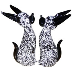 Pair of glass dogs by Archimede Seguso.