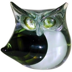 Cenedese Sommerso Glass Owl  by Antonio Da Ros