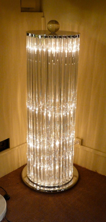 Spectacular floor lamp of Murano glass in  Venini's style.
