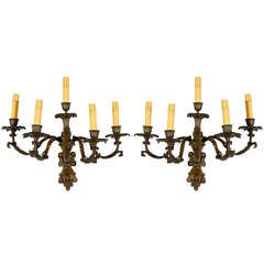 Pair of French Cast Bronze Sconces 8