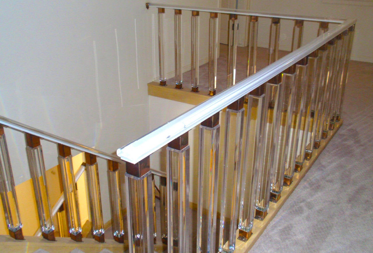 Lucite and Brass Bannister Railing at 1stDibs lucite stair railing