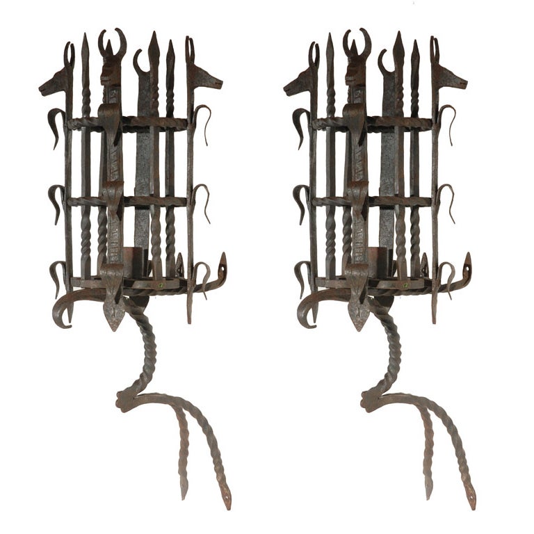 Pair of Dragon Sconces