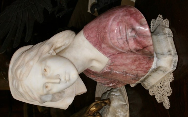 Italian Marble and Alabaster Bust of Joan D'Arc For Sale