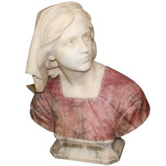Marble and Alabaster Bust of Joan D'Arc