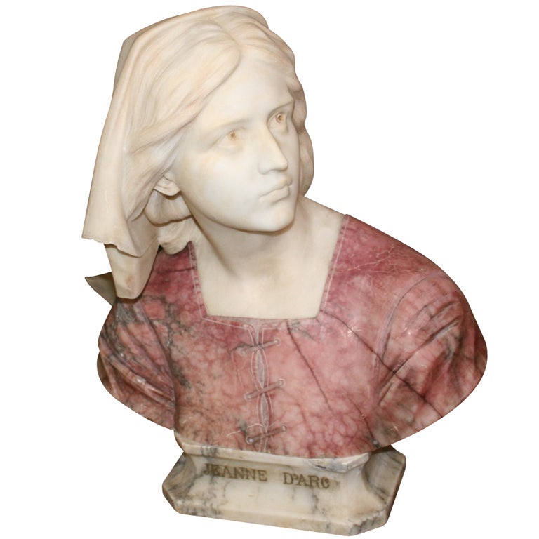 Marble and Alabaster Bust of Joan D'Arc For Sale