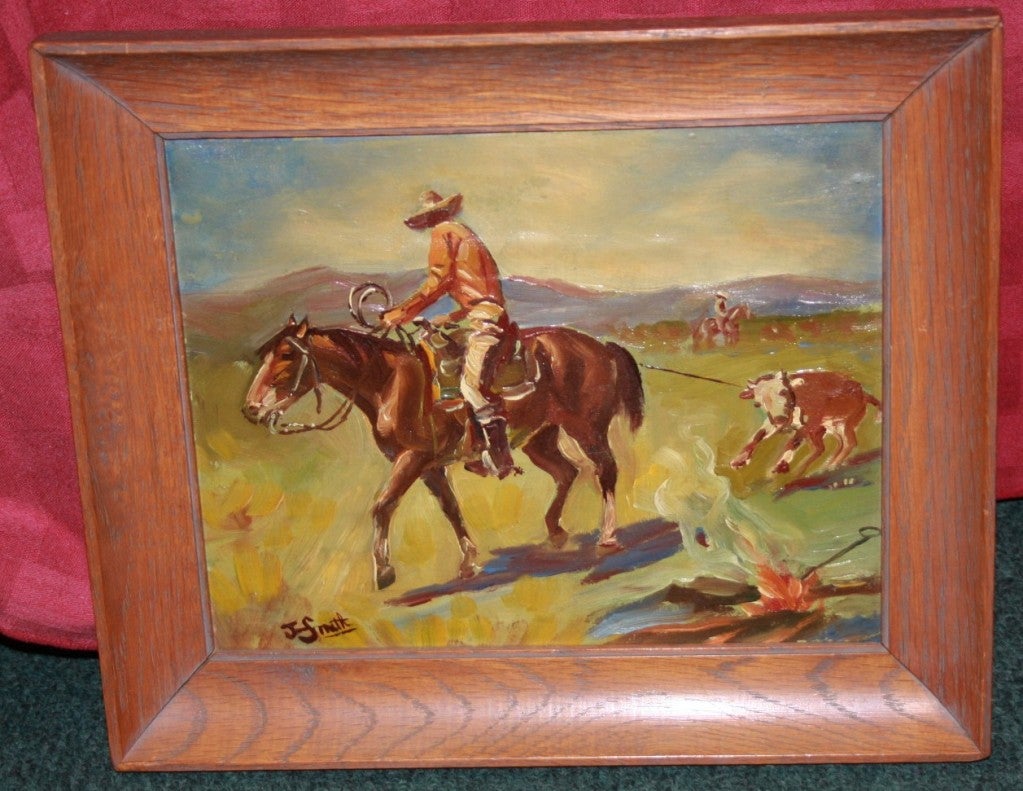 Set of Four Western Paintings In Good Condition For Sale In Carson City, NV