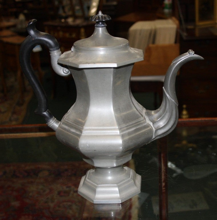 This is a lovely Boswell Gleason Pewter Teapot that was made in New England circa 1800. This is a rare pewter teapot. It is marked 