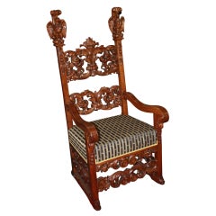 Walnut Italian Throne Chair