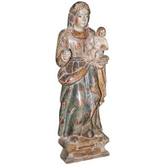 18th Century Wooden Madonna and Child