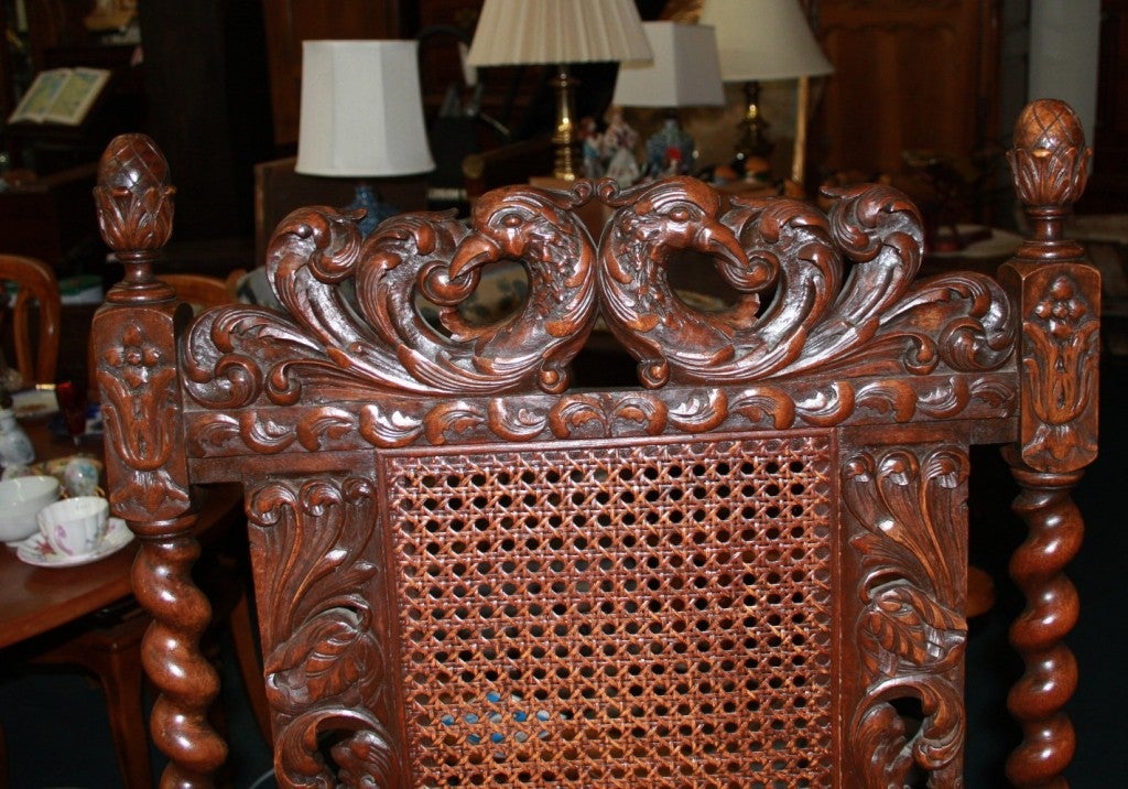 Grand Walnut Chair Fit for a Queen or King For Sale 4