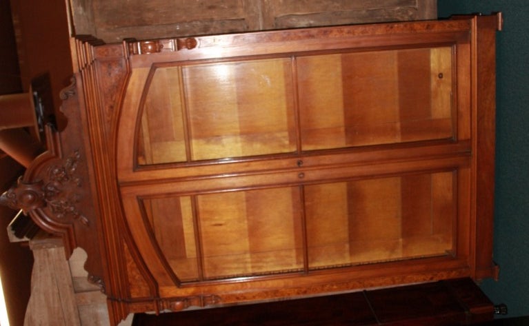 Large Walnut Bookcase with Burlwood Inlays