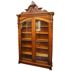 Large Walnut Bookcase with Burlwood Inlays
