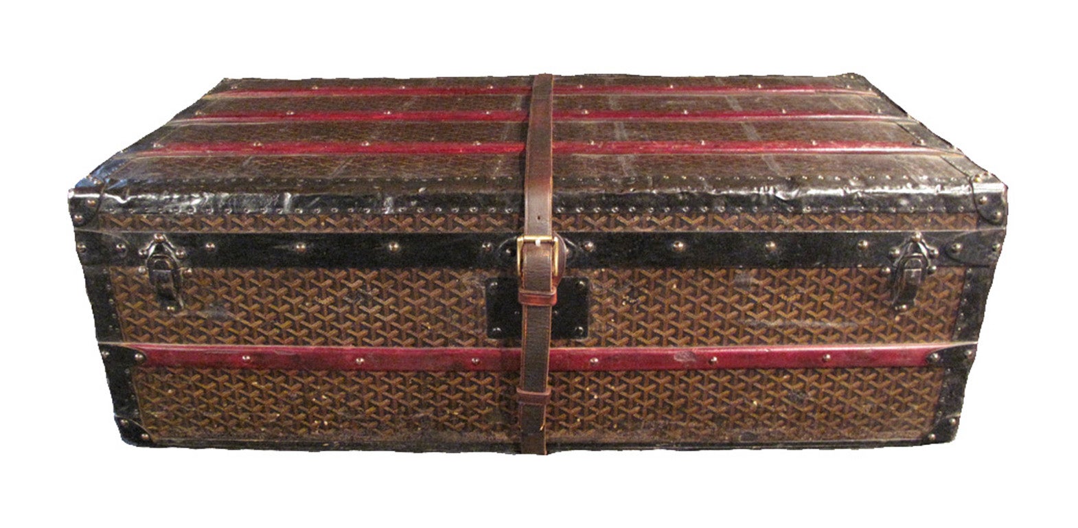 Goyard Monogram Half Steamer Trunk ca.1900 with Initials A.B.