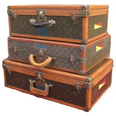 Louis Vuitton Set of 3 Bisten Suitcases ca. 1930s