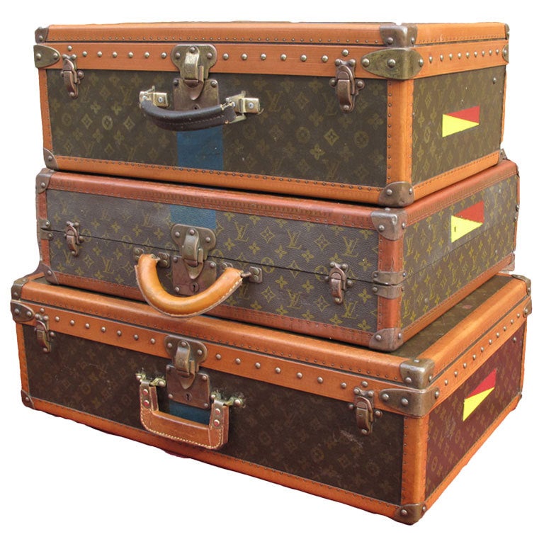 Louis Vuitton Set of 3 Bisten Suitcases ca. 1930s at 1stDibs