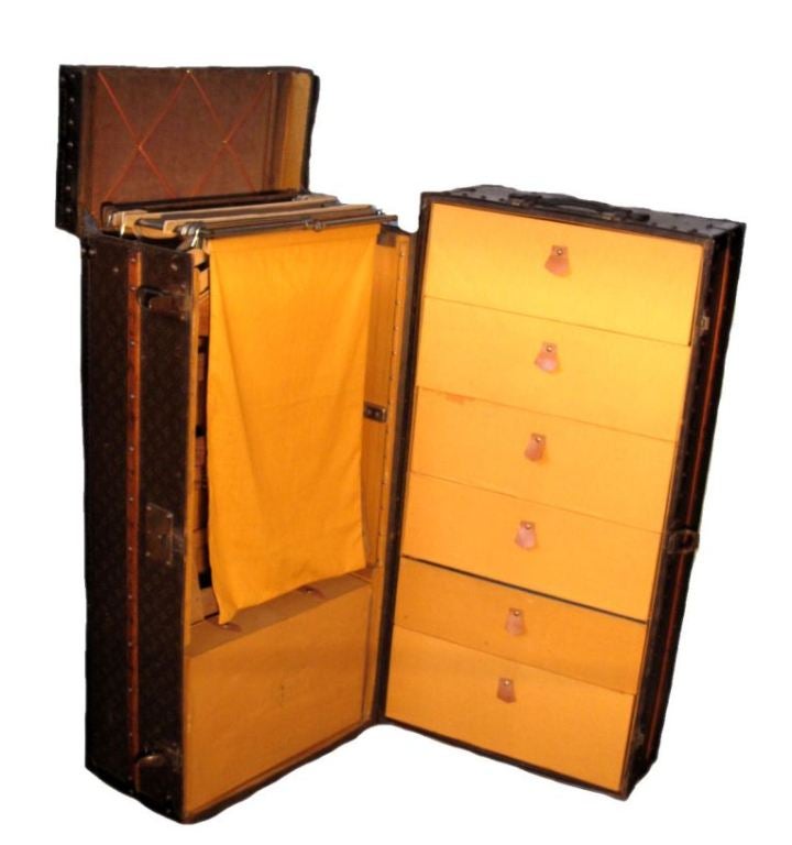 Brass Louis Vuitton Complete Wardrobe Steamer Trunk