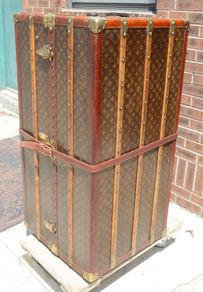 French Antique Louis Vuitton Liberace Wardrobe with Ironing Board For Sale