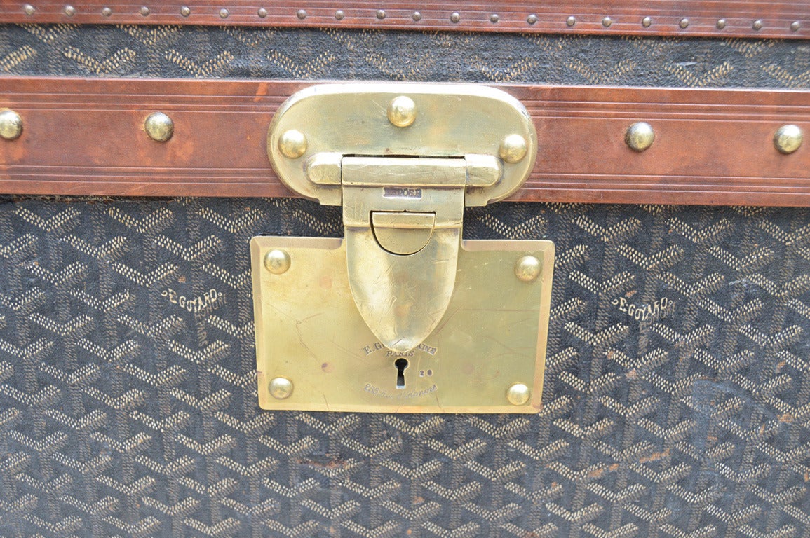 Antique Goyard Half Trunk with Red ID Stripe For Sale 1