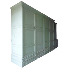 Gigantic Bruges convent mid 19th century painted cabinets, 8 drawers , 8 doors