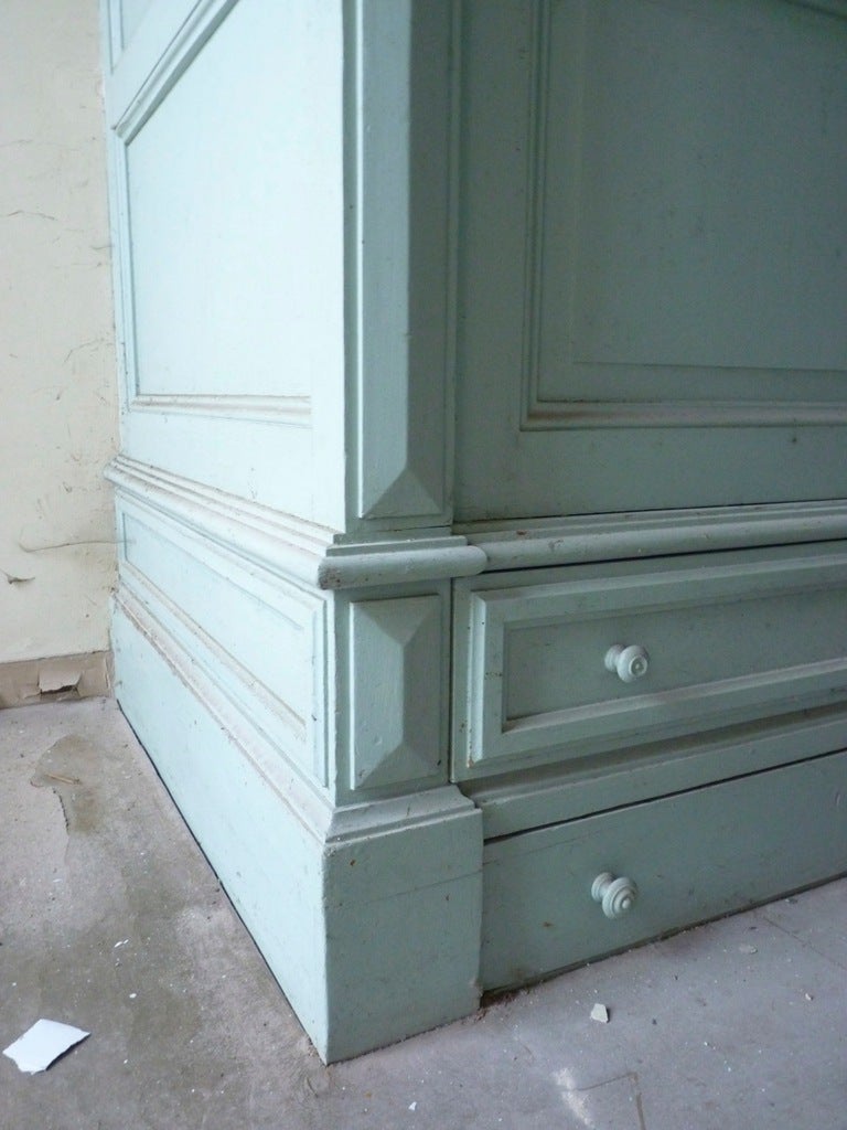 Belgian Gigantic Bruges convent mid 19th century painted cabinets, 8 drawers , 8 doors