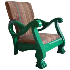 English Edwardian 1910 adjustable armchair with claw feet