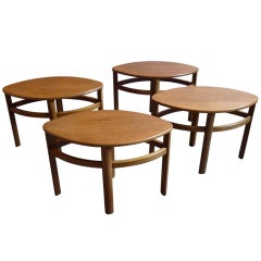 Set of four Danish oval small tables , 1950's
