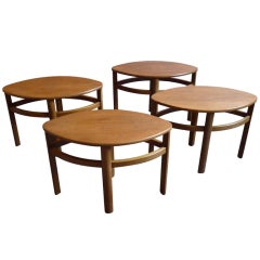 Set of four Danish oval small tables , 1950's 